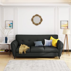 button tufted fabric upholstered three seater sofa nh269303