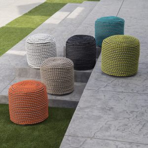 outdoor handcrafted modern water resistant fabric cylinder pouf ottoman nh751303
