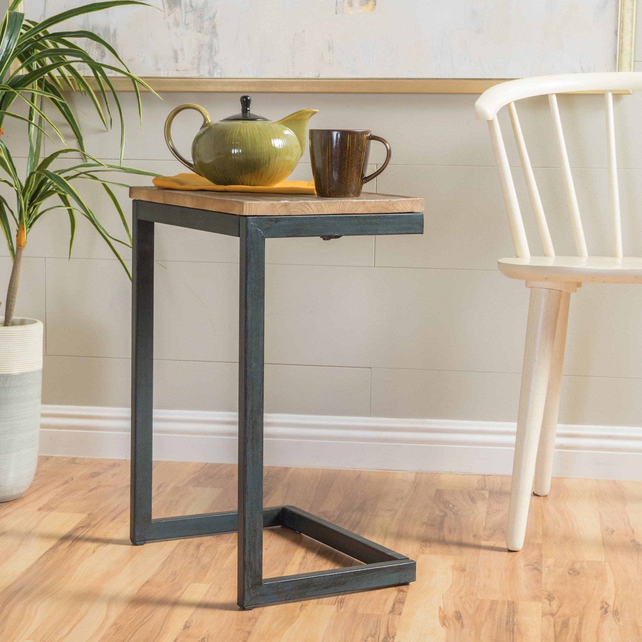 modern industrial firwood c shaped accent side table with iron frame nh780992 modern industrial firwood c shaped accent side table with iron frame nh780992