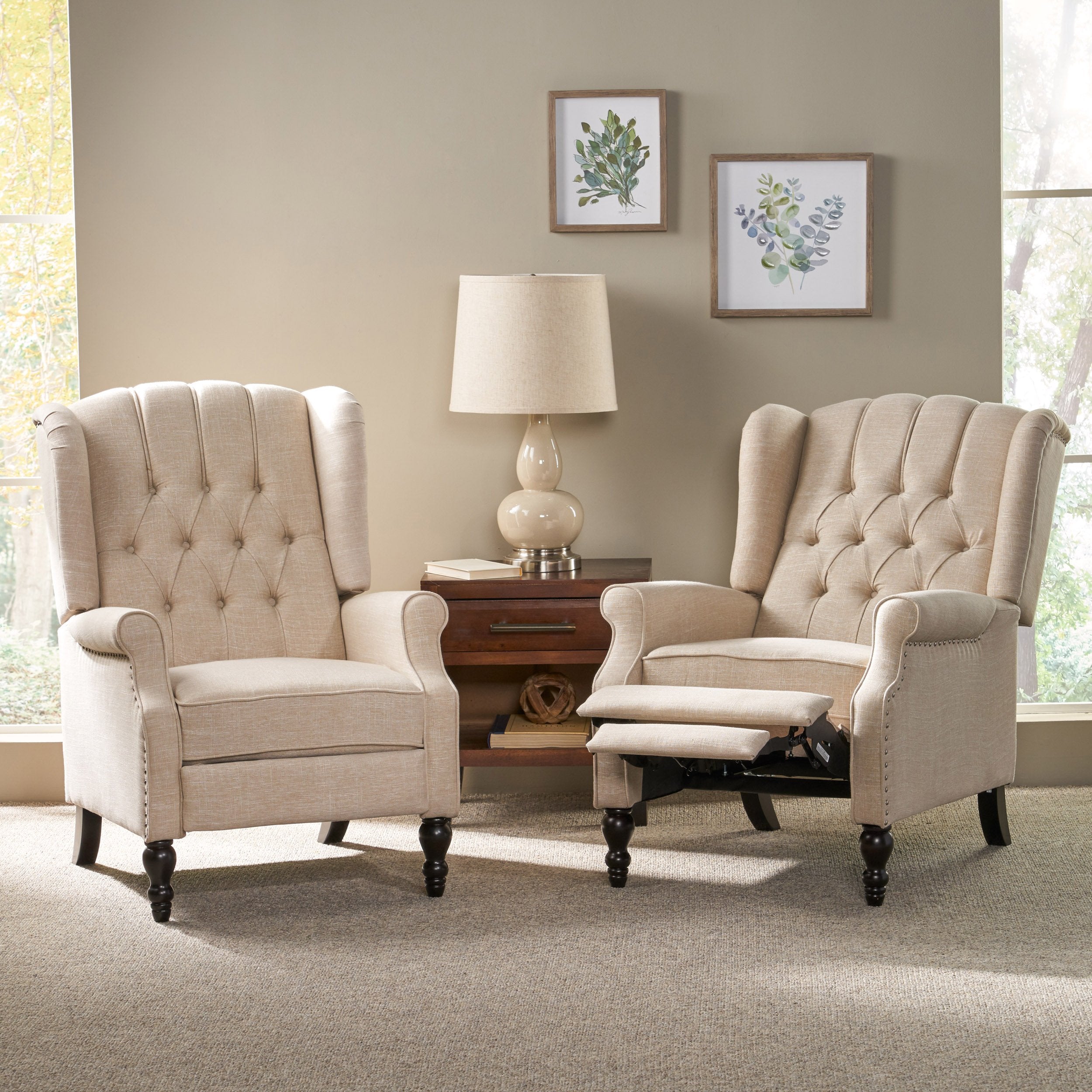 contemporary tufted fabric recliner (set of 2) nh162213 contemporary tufted fabric recliner (set of 2) nh162213
