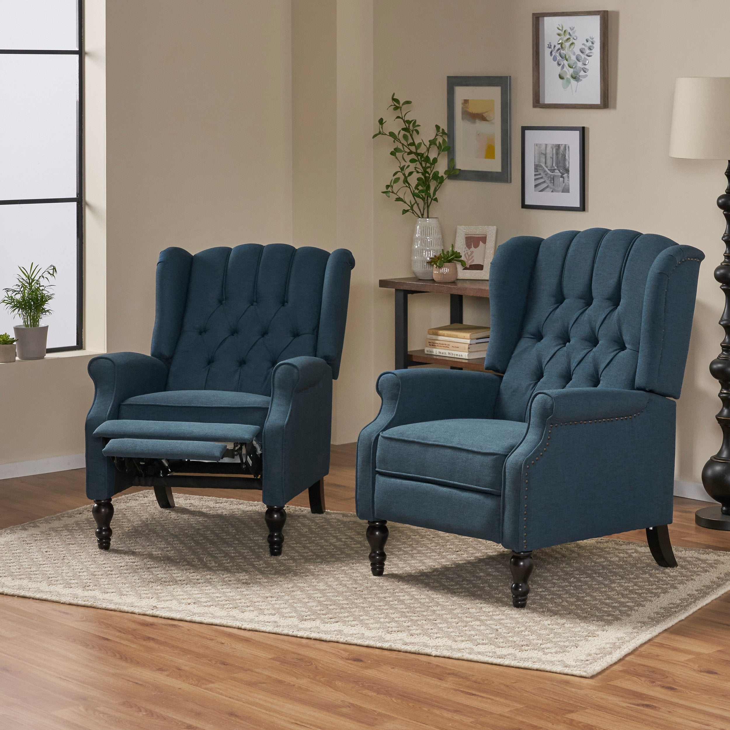 contemporary tufted fabric recliner (set of 2) nh162213 contemporary tufted fabric recliner (set of 2) nh162213