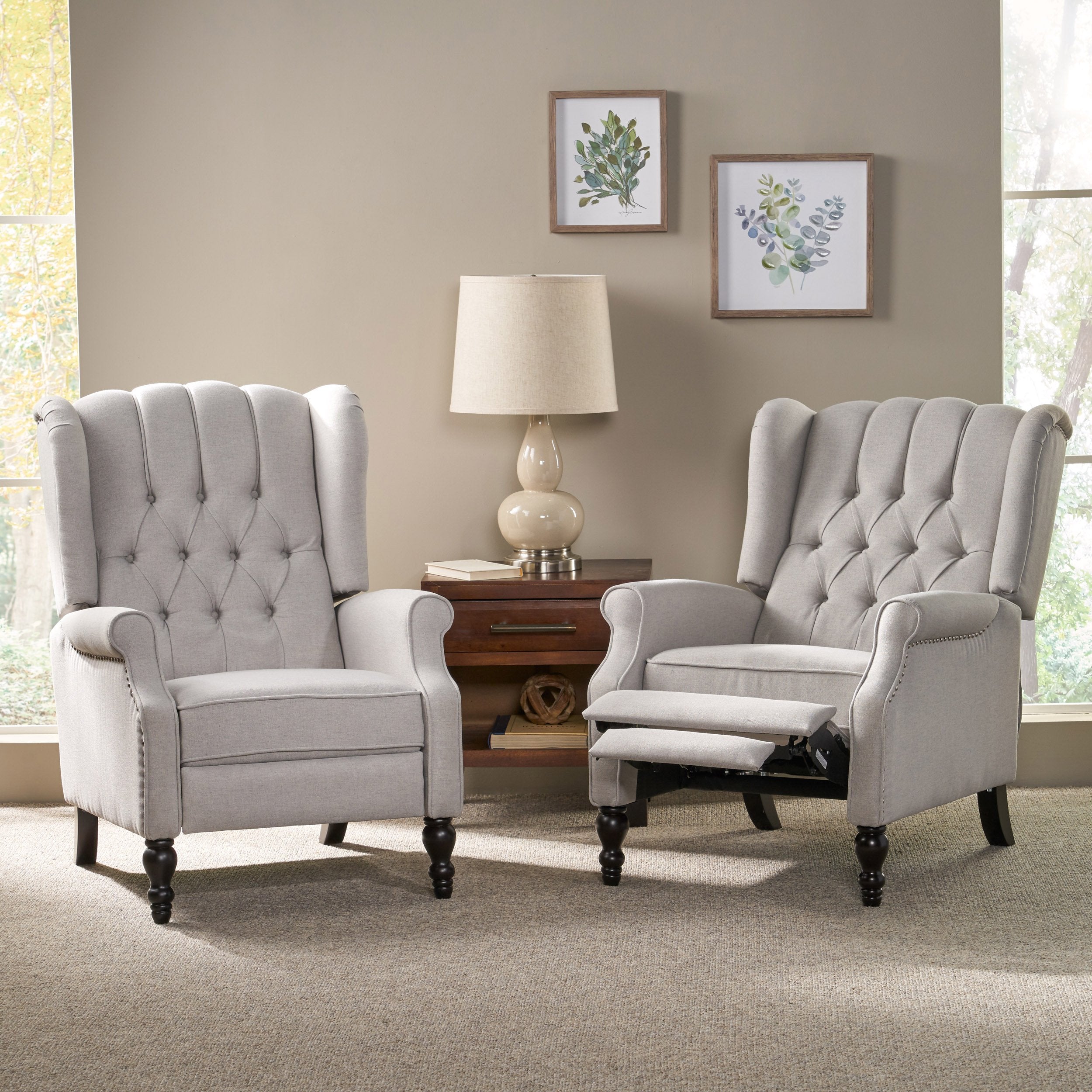 contemporary tufted fabric recliner (set of 2) nh162213 contemporary tufted fabric recliner (set of 2) nh162213