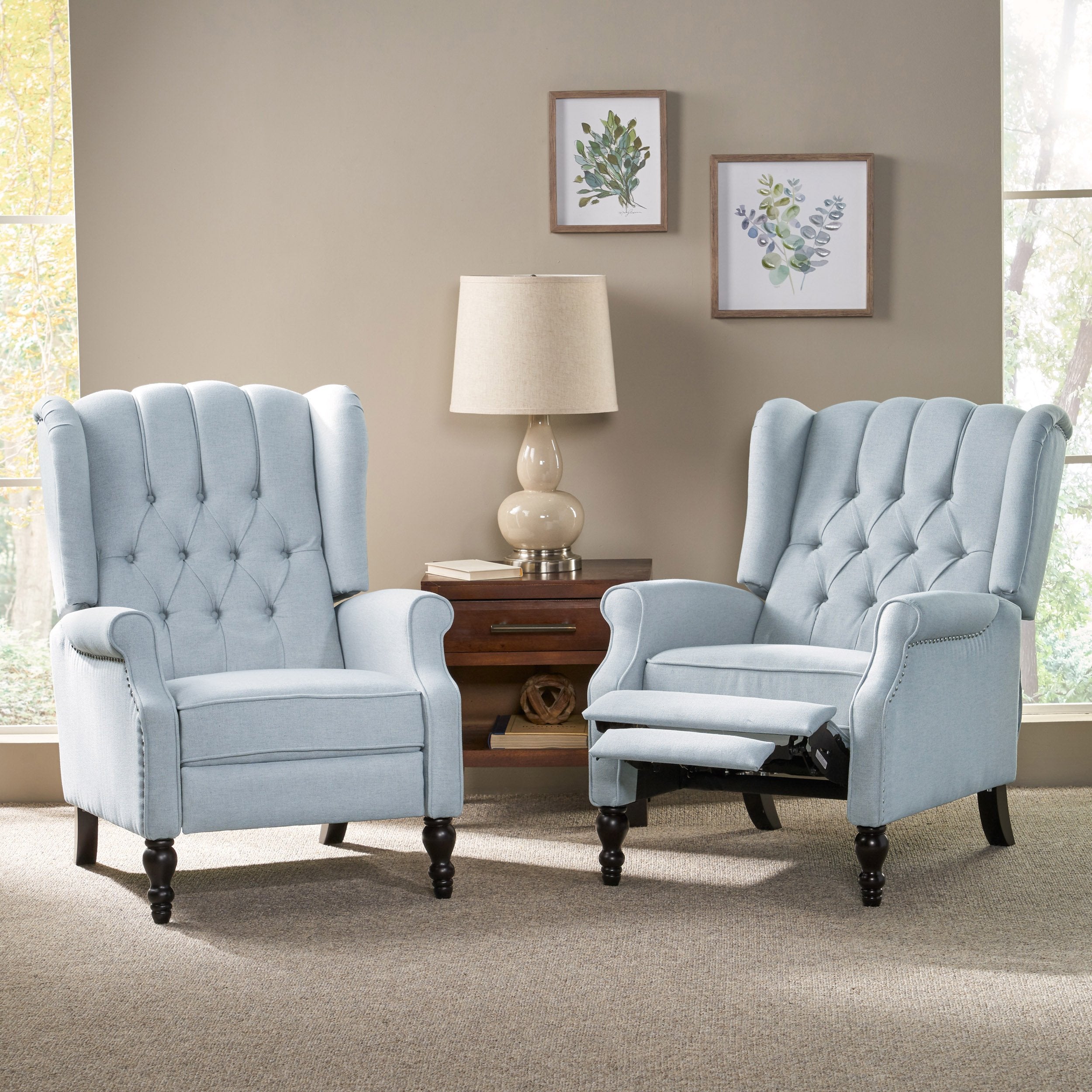 contemporary tufted fabric recliner (set of 2) nh162213 contemporary tufted fabric recliner (set of 2) nh162213
