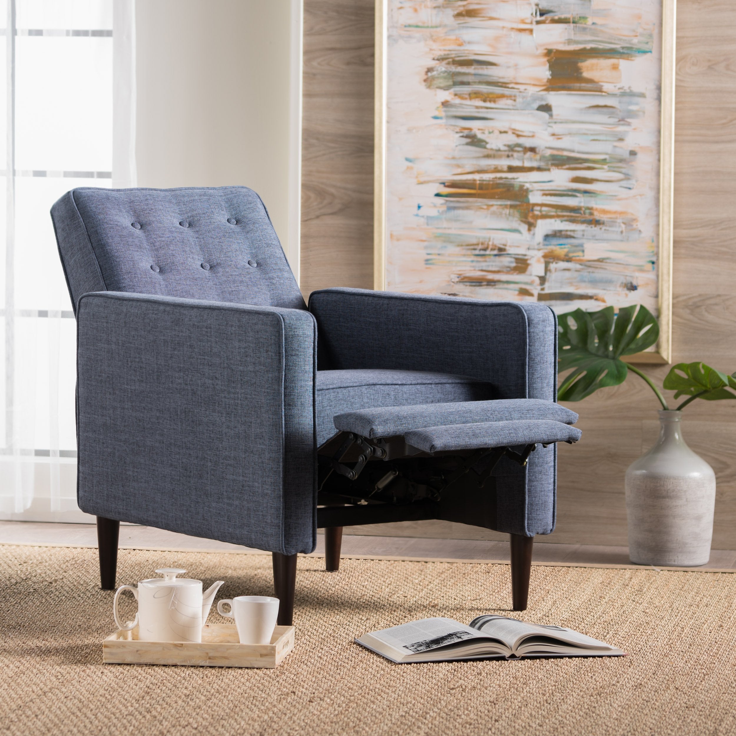 mid century modern tufted back fabric recliner nh495003 mid century modern tufted back fabric recliner nh495003