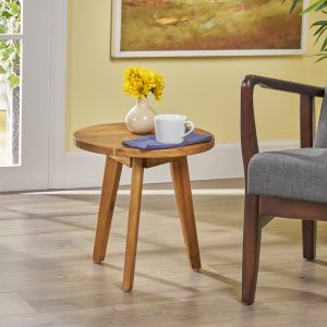 farmhouse acacia wood side table, dark gray finish nh794703
