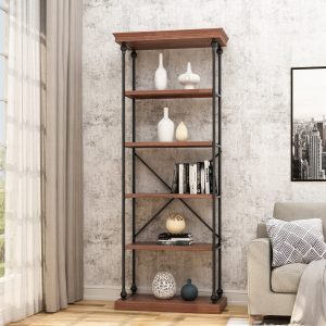 5 shelf wood & metal etagere bookcase nh606903
