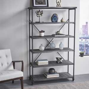 industrial design 5 shelf etagere bookcase on wheels nh732903