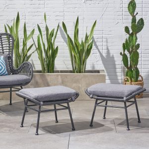 Home outdoor modern boho wicker ottoman (set of 2) nh054013