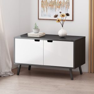 mid century modern 2 door cabinet w/ shelves nh434113