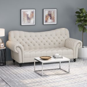 chesterfield button tufted fabric 3 seater sofa nh373213