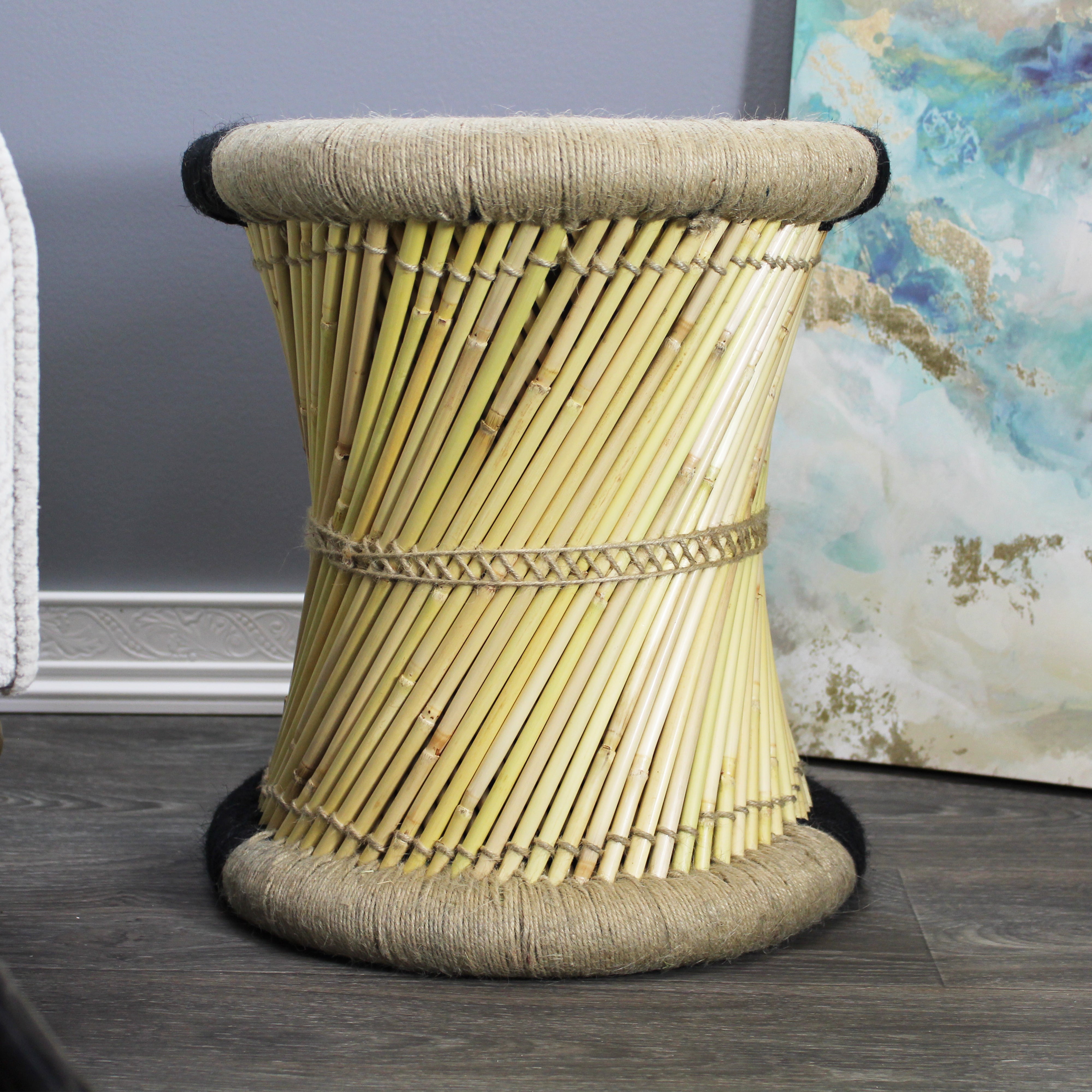 natural geo moray decorative handwoven jute accent stool (set of 2) natural geo moray decorative handwoven jute accent stool (set of 2)