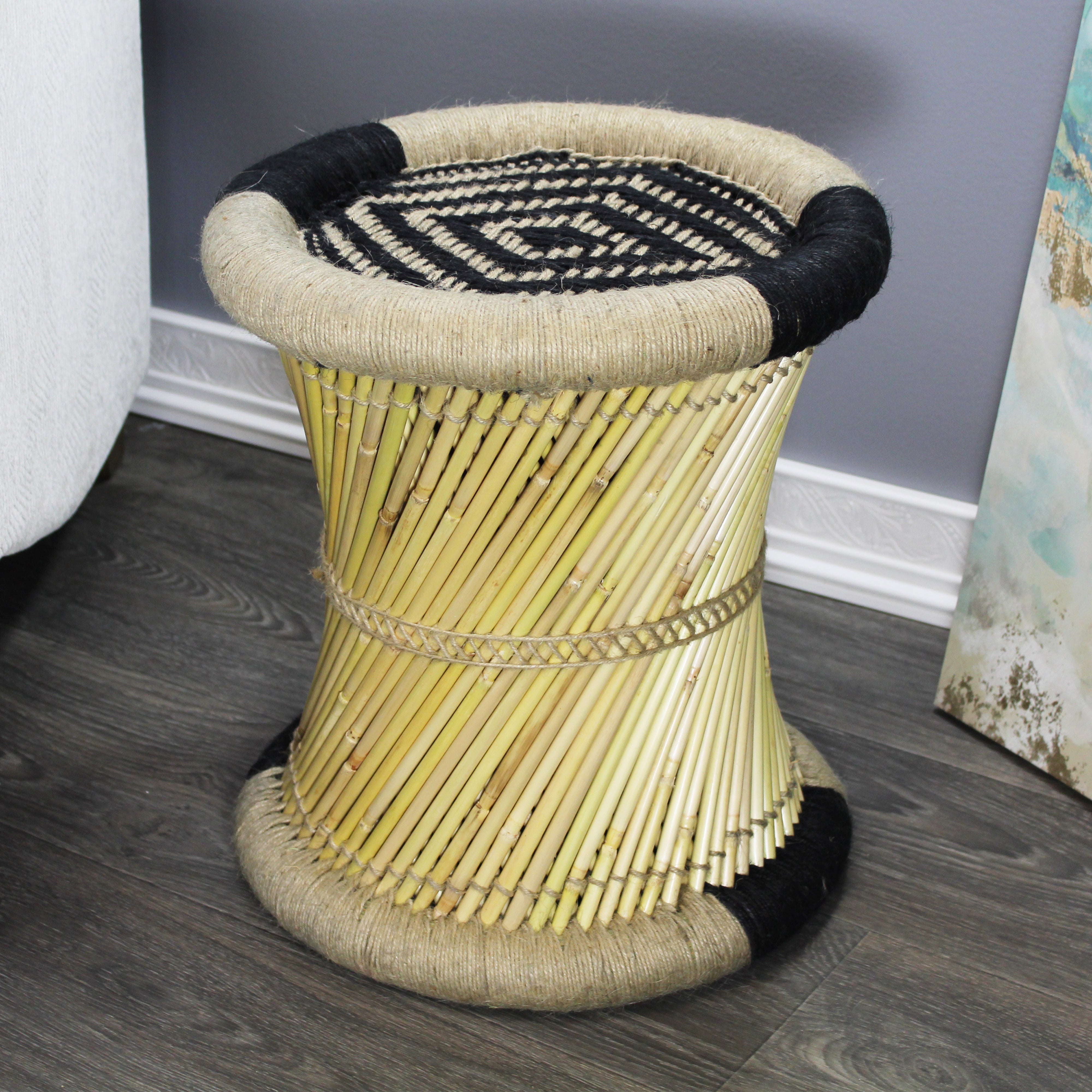 natural geo moray decorative handwoven jute accent stool (set of 2) natural geo moray decorative handwoven jute accent stool (set of 2)