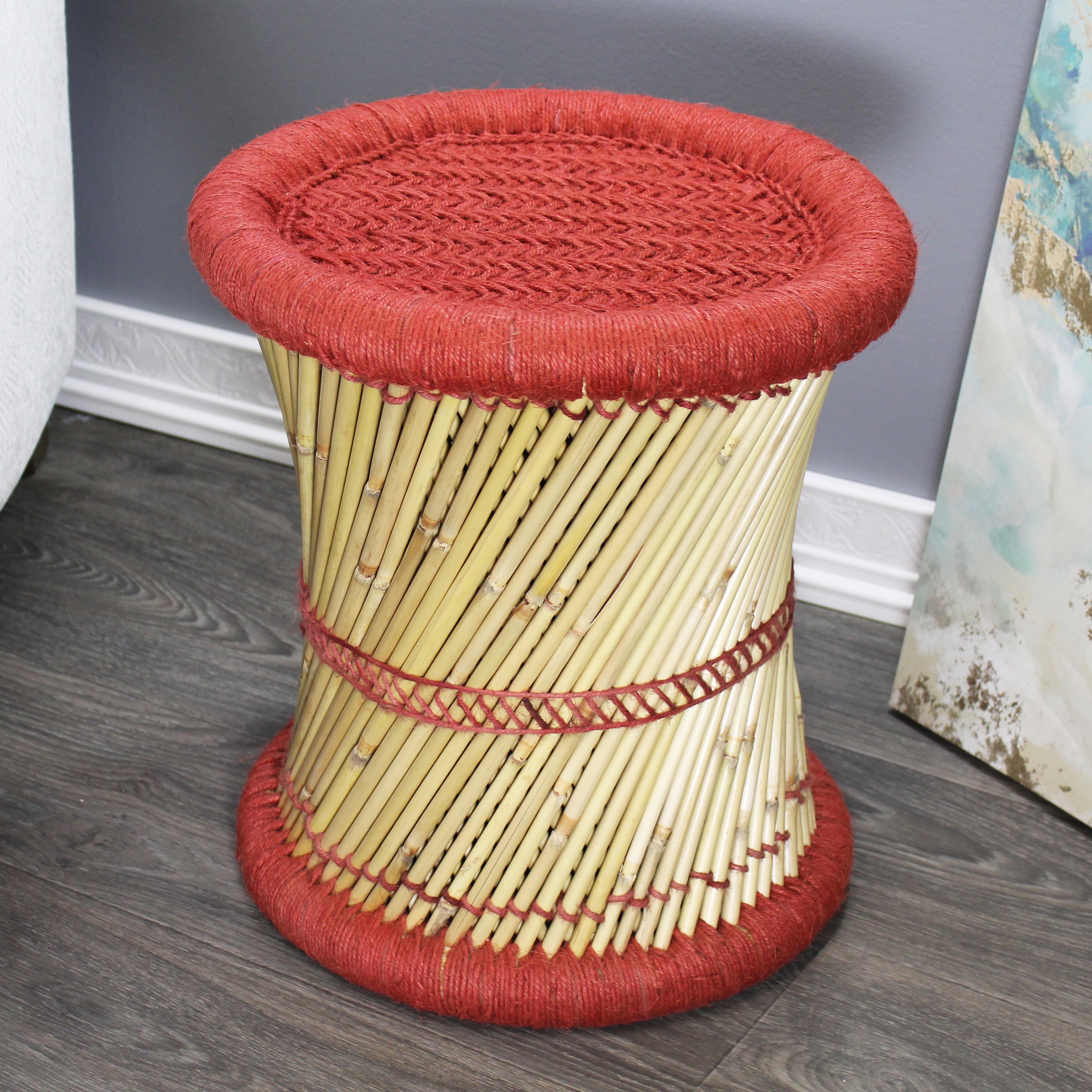 natural geo moray decorative handwoven jute accent stool (set of 2) natural geo moray decorative handwoven jute accent stool (set of 2)