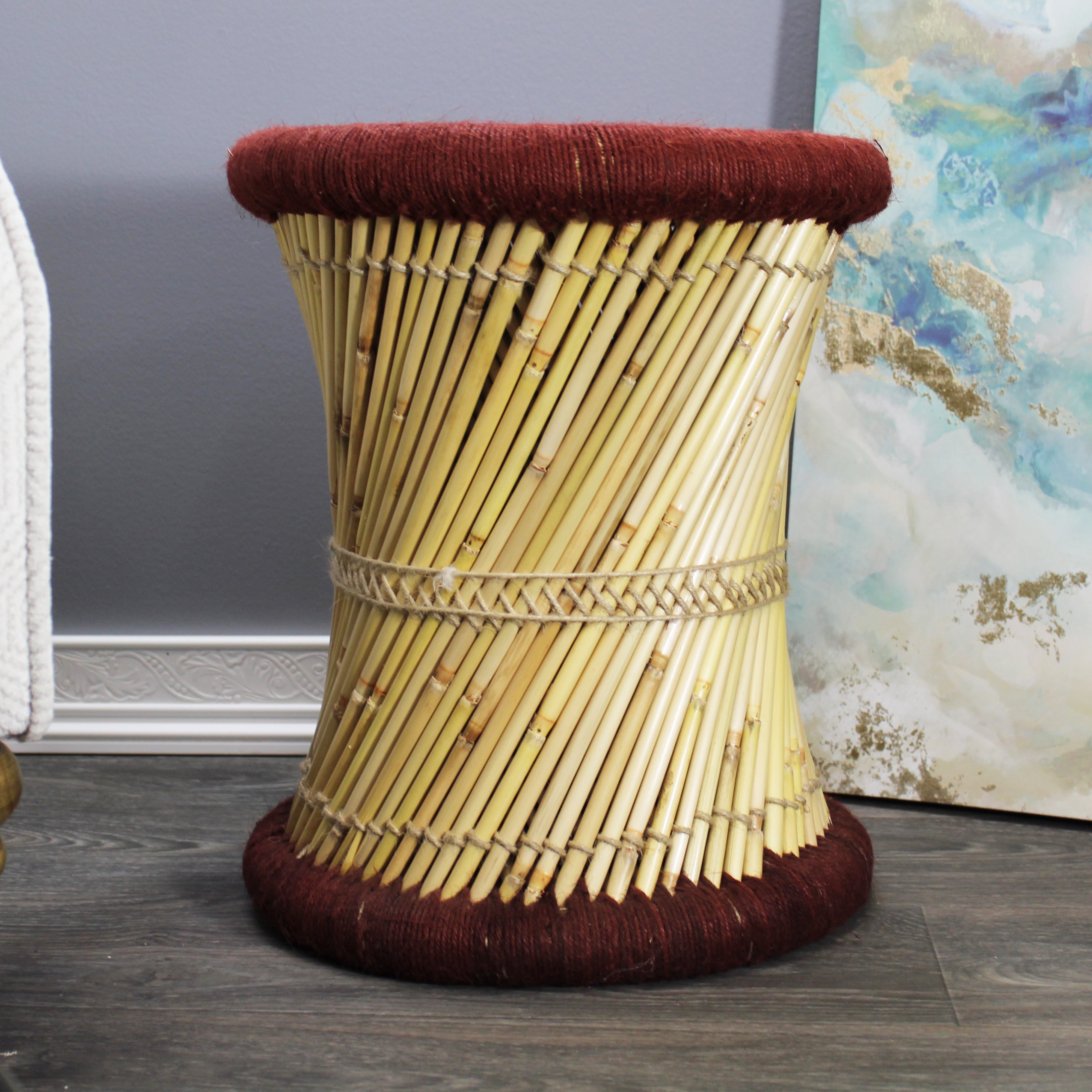 natural geo moray decorative handwoven jute accent stool (set of 2) natural geo moray decorative handwoven jute accent stool (set of 2)