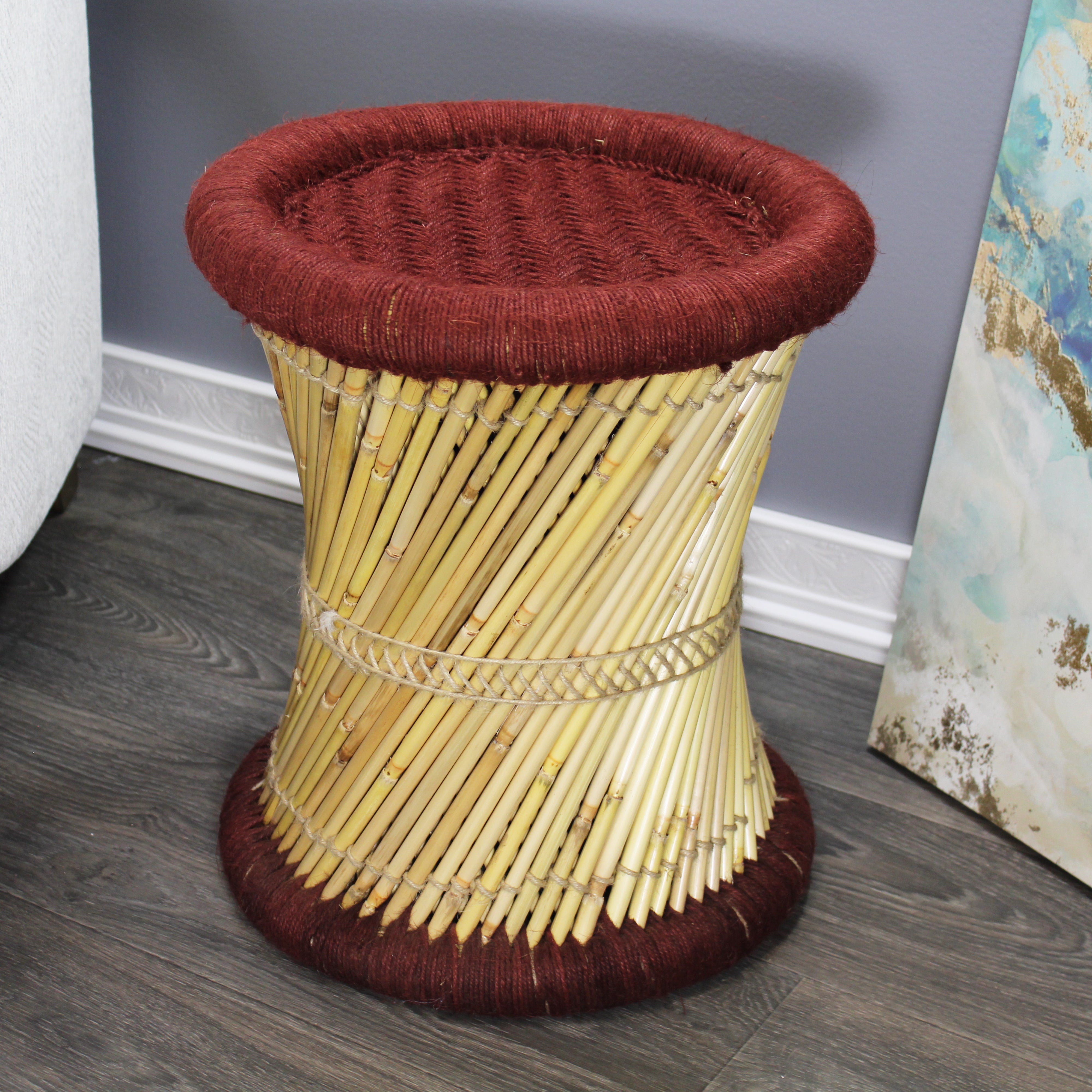 natural geo moray decorative handwoven jute accent stool (set of 2) natural geo moray decorative handwoven jute accent stool (set of 2)