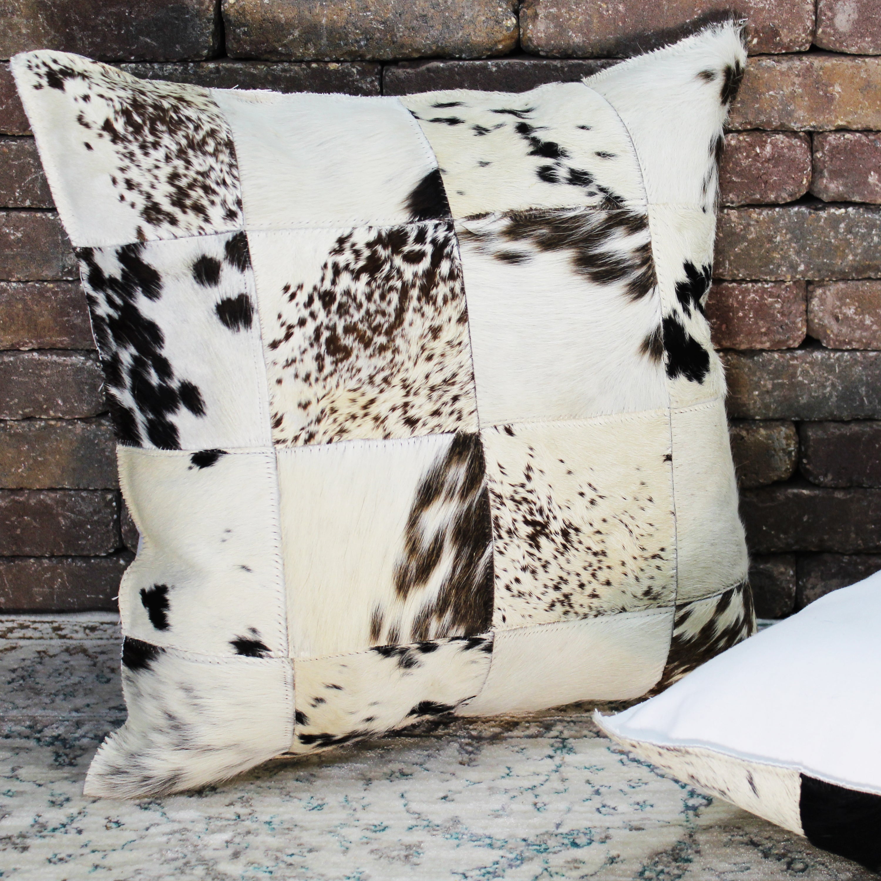 natural geo herd cowhide black/brown/white square decorative throw pillow natural geo herd cowhide black/brown/white square decorative throw pillow