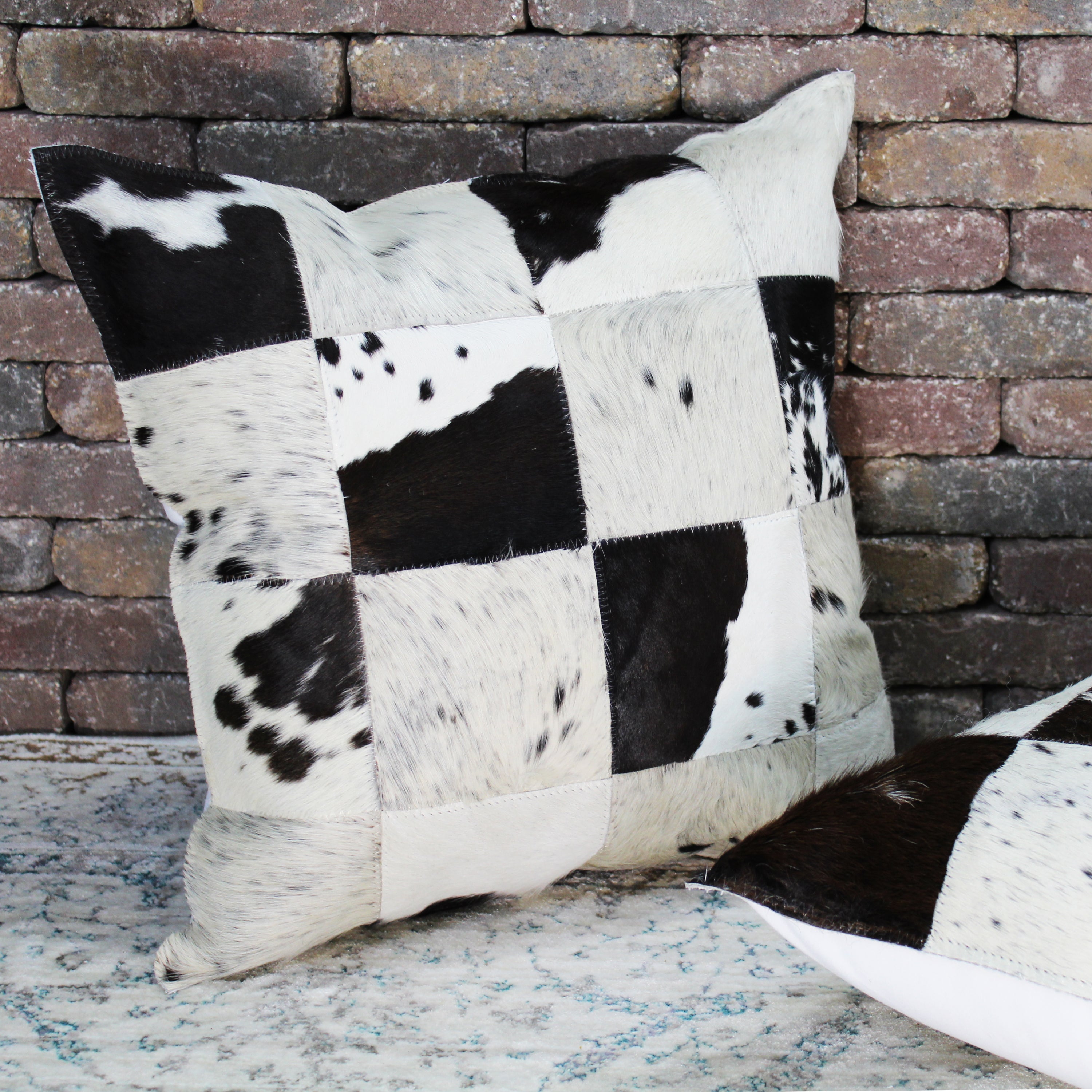 natural geo herd cowhide black/brown/white square decorative throw pillow natural geo herd cowhide black/brown/white square decorative throw pillow