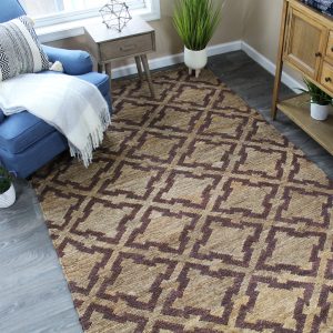 natural geo spontaneous jute handwoven geometric natural/brown area rug