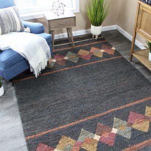 natural geo spontaneous jute handwoven charcoal/multi abstract area rug